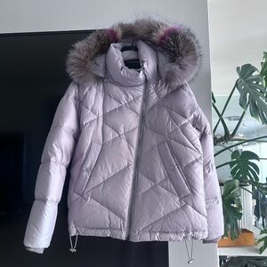 New!!! ANDREW MARC Lilac Puffer Jacket with real Fur Hood Sz XS/S